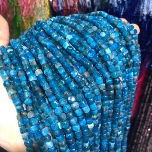 Natural Semi Precious Stone Beads Blue Apatite For Making Necklaces Bracelets And Earrings 4mm 38cm