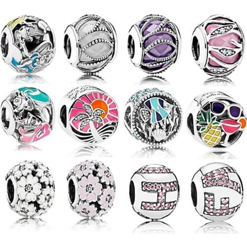 New Fashion Pearl Charm 100% 925 Sterling Silver Transparent Cz Beads Suitable Diy Bracelet Original Lady Jewelry Birthday Gift