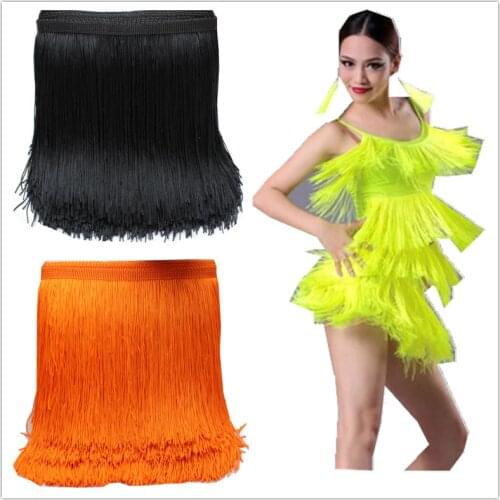 Latin Fringe Tassel Lace 10 Yds Chainette Fringes Polyester Tassel Trimming Lace Trims Macrame Samba Dance Dress Trim 14-19CM