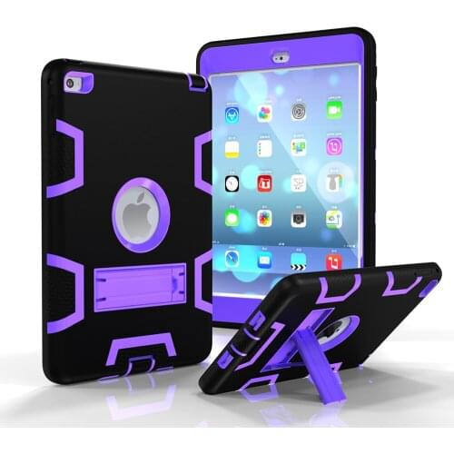 Stand TPU Case For iPad mini 4 Heavy Duty Hybrid Silicone Rugged Armor Shockproof Hard Case Cover For Apple iPad Mini4