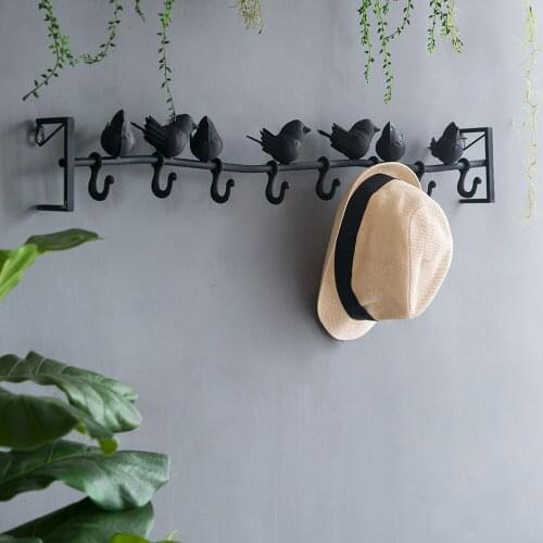 Black Long Birds Decor Metal Hooks for Wall