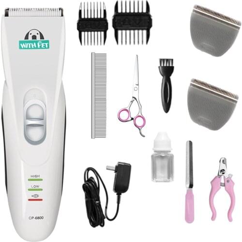 CP-6800 Pet Electric Trimmer Professional Grooming Haircut Shaver Machine Silver Rechargeable Dog Cat Grooming Clipper