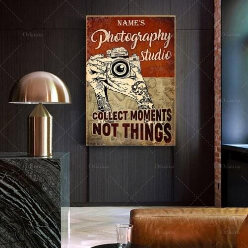 Customized Photography Studio Poster, Collect Moments Not Things, Ideal Gift For Photographers, Home Decoration Wall Art Canvas