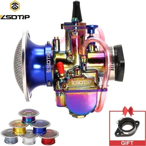 ZSDTRP 3Pcs/set PWK Carburetor + Adapter + Air Filter With Mesh For PWK 21 24 26 28 30 32 34mm For 50-250cc Motorcycle Carbureto