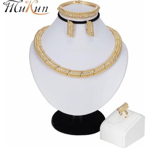 MUKUN new wholesale Exquisite Dubai Jewelry Set Luxury Gold Color Nigerian Wedding African Beads Jewelry Set Women stume Design