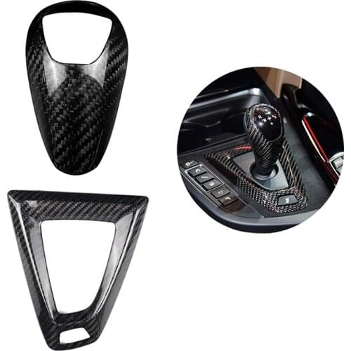 1 Set Real Carbon Fiber Console Gearshift Knob Head Cover LHD Decorative Stickers Trim For BMW M Series F80 M3 F82 M4 2014-2018