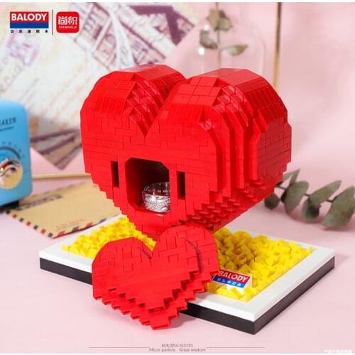 Creator Lovely Building Brick Red love heart Model Micro Diamond Block assemble Nanobricks Educational Toys for Adult Child Gift