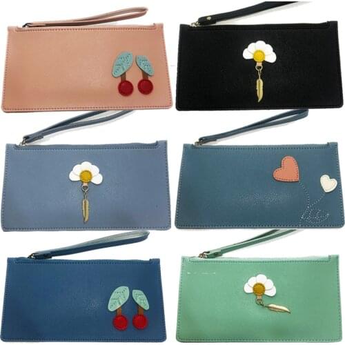 PU Leather Purse Fashion Women Wristlet Zipper Wallet Handbag Envelope Phone Key Case Clutches for Girl Coin Purses