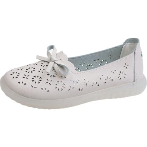 Summer new ladies casual shoes trend soft bottom comfortable hollow breathable bow knot beanie shoe cover foot fashion