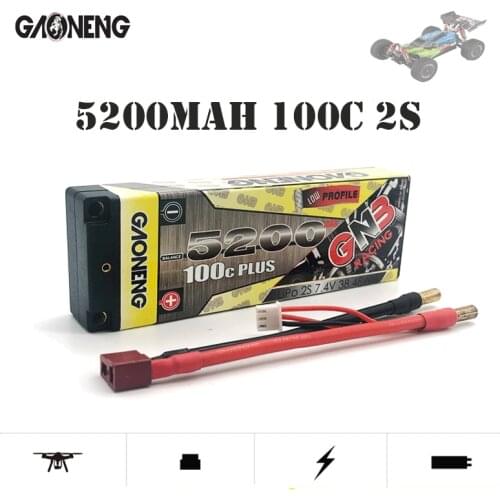 Newest Gaoneng GNB LIPO 2S 5200mAh 100C Plus 7.4V Lipo Battery Low Profile With TPlug For 1/10 1:10 Racing Off-Road Car RC Car