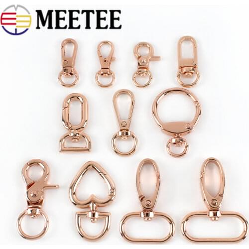 Meetee 10pcs Rose Gold Keychain Hook Metal Lobster Clasp Chain Strap Hang Buckle DIY Key Pendant Clip Clasp Hardware Accessories