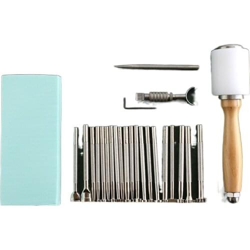 20PCS Saddle Making Tools Set Leather Working Tools Stamping DIY Leather Craft Stamps Set Hammer Swivel Knife Carving Stitching