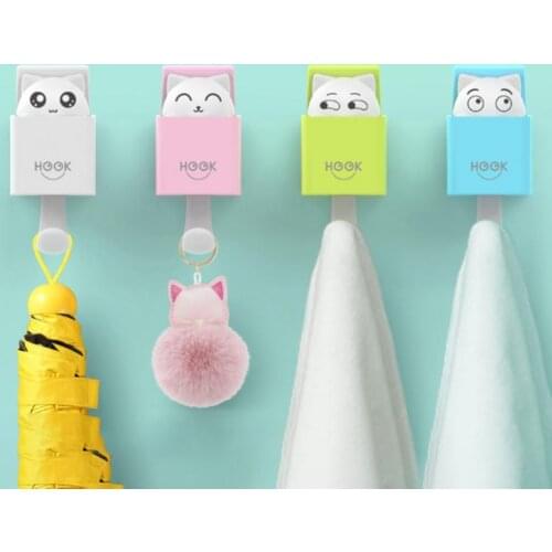 Wall Hook Retractable Seamless ABS Cartoon Fun Self Adhesive Nail-free Hooks Good Load-bearing Stylish Home Decor Self Adhesive