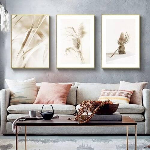 Nordic Leaf Flower Plant Wall Art Poster Wheat Botanical Art Print Beige Canvas Painting Modern Pictures Living Room Home Decor
