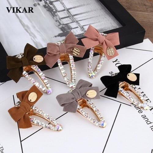VIKAR New Women Shinny Crystal Hairpins Gilrs Bows Knot Rhinestone Hair Clips Hair Pins Barrette Fashion Hair Accessories