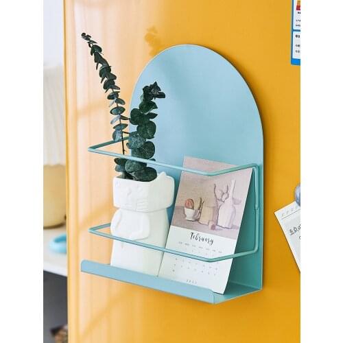 Refrigerator Shelf Side Storage Side Shelf Magnetic Wall-Mounted Kitchen Sundries Storage Iron Rack Stylish Modern Minimalist