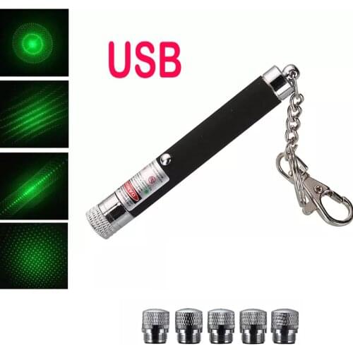 High power portable USB green Laser pointer battery embedded in red laser view 10000m 5MW adjustable laser focus 711 pen combina