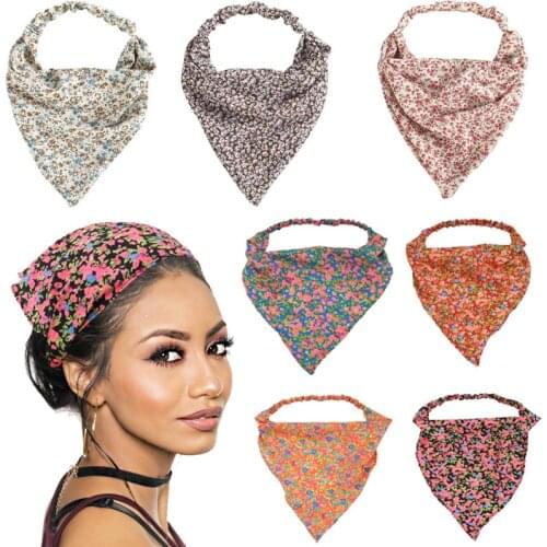 Floral Print Scrunchies Hair Scarf Headband Elastic Hair Band Cute Turban Headwrap Headbands Women Hair Accessories