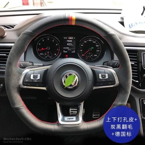Steering wheel cover Flip leather For VW Volkswag sharan Bora Sciricco Sagitar Magotan Passat Tiguan Golf hand-stitch interior
