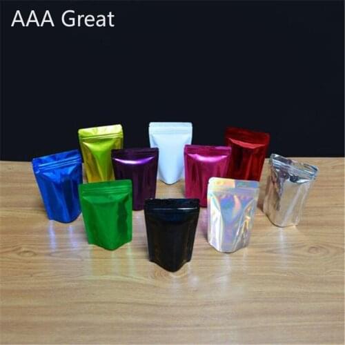 Aluminum Foil Zipper Bag 100 Pcs Stand Up Colorful Pouch for Long Term Food Storage Snack Packaging Bag Tea Grain Gift