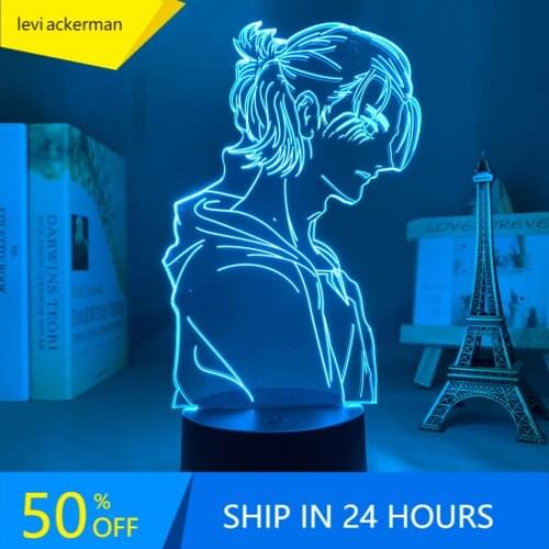 Led Light Anime Attack on Titan 4 Eren Yeager Figure for Bedroom Decor Night Light Kids Birthday Gift Shingeki No Kyojin 3d Lamp
