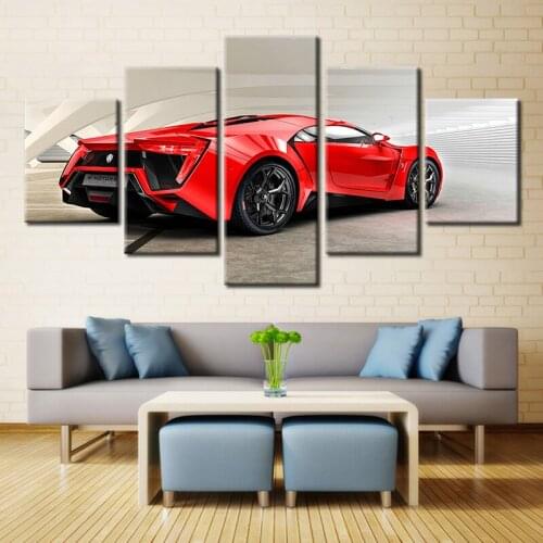 Embelish Home Decor Modular 5 Pieces Pictures Red Sports Car HD Print On Canvas Painting For Living Room Wall Art Posters Framed