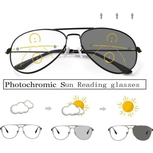 High grade Sports Multifocal Progressive Reading Glasses Women Men Transition Photochromic Hyperopia Presbyopia Eyeglasses 1.5