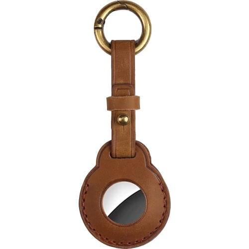 Protective Sleeve for AirTag Location Trackers Case Metal Ring Buckle Anti-Lost Device Luxury Leather Protective Shell Cover