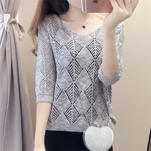 Woman Sweater Autumn And Spring Round Neck Sweater Hollow Thin Women Sweaters And Pullovers Loose Knitted Sweater Women Jumpers
