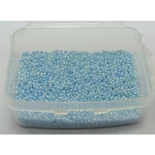 10000 Ceylon Baby Blue Glass Seed Beads 1.5mm (12/0) + Storage Box