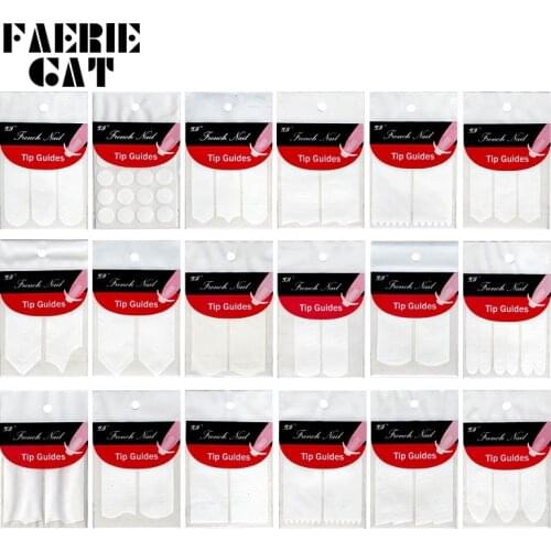 18 Sheets French Smile Tip Guides Pedicure DIY Nail Art Stickers Form Geometry Stripe Stencil Manicure Tool for UV Gel Polish