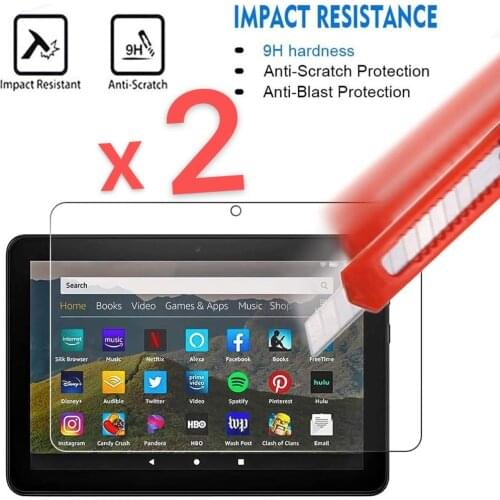 2Pcs Tablet Tempered Glass Screen Protector Cover for Amazon fire HD 8 10th Gen 2020 Tablet HD Eye Protection Tempered Film