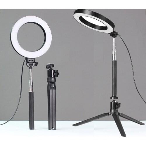 3 in 1 LED Ring Photography Light Bracket 5500K Dimmable Fill Lighting With Self-sticker Controller Phone Video Lamp With Tripod