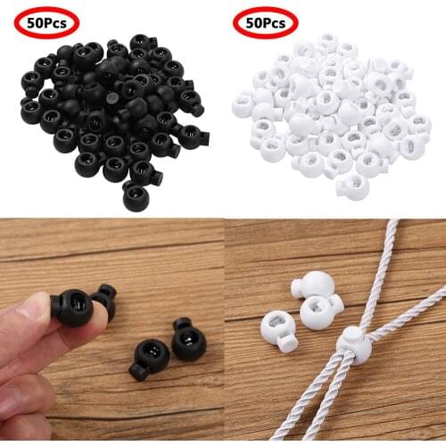 50Pcs Plastic Toggle Single Hole Spring Drawstring Cord Lock Clip Ends Luggage Lanyard Stopper Sliding Fastener Button Bag Parts