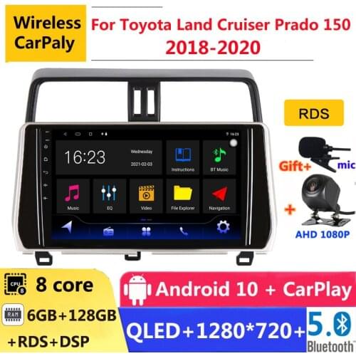 6G RAM 2 din android 10 car radio auto stereo for toyota land cruiser prado 150 2017 2018 navigation GPS DVD Multimedia Player