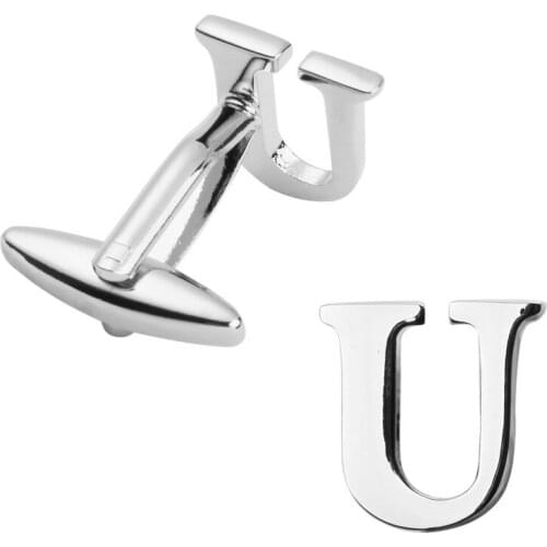 Free delivery, high quality copper material cuff links, brand new fashionable silvery U letter cuff links, mens wedding gifts