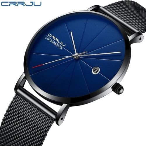 CRRJU Top Luxury Brand Sports Wristwatch Display Date Mens Quartz Casual Business Watch Relogio Masculino