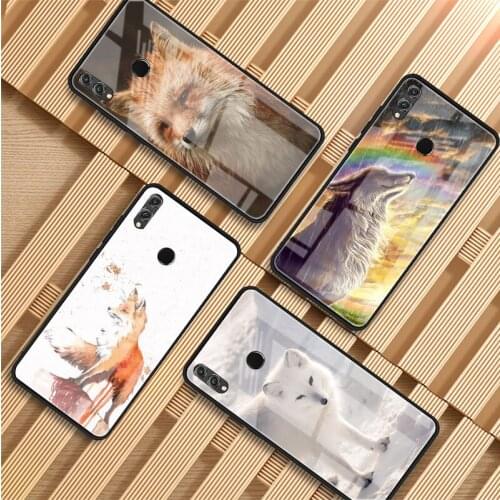 Fox Animal Cute Tempered Glass Phone Case For Huawei P20 P30 P40 P40 Lite Pro Psmart Mate 20 30 Cover Shell