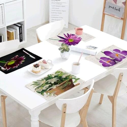 Flowers Gift Sheets Napkins Tea Table mats Placemats Polyester Rose Pot Plants Servilletas Para Bodas Design Party Decoration