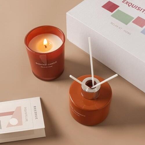 Home Aromatherapy Candle Creative Glass Gift Box Soy Wax Vegetable Essential Oil Bedroom Fragrance Hand Gift Box Set