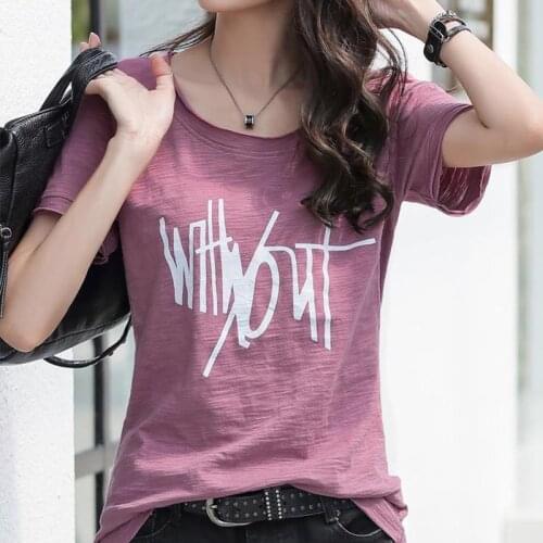 100% Cotton T Shirt Woman Summer Short Sleeve T-shirt Woman 2021 New Fashion O Neck Women Shirts Korean Style Plus Size Shirt
