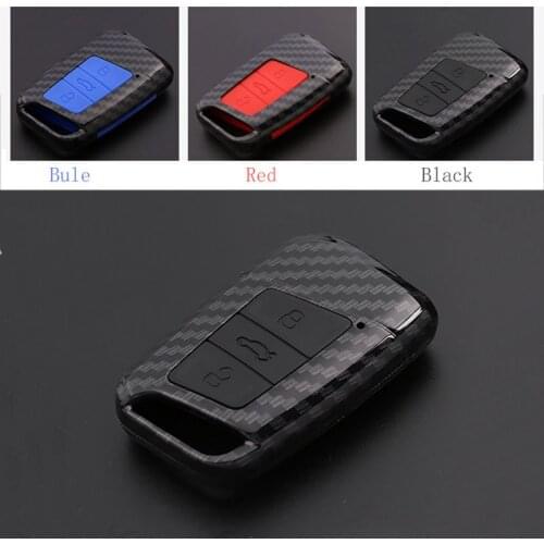 ABS Carbon Fiber Shell+Silicone Cover Remote Key Holder Fob Case&KeyChain For VW Series