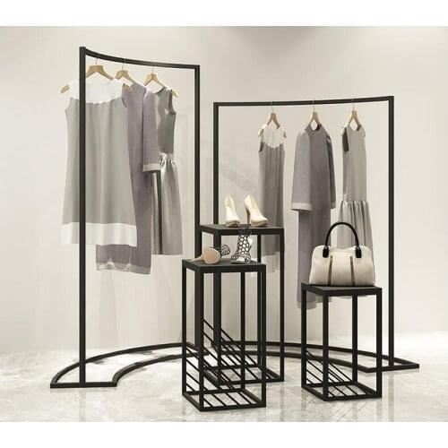 Clothing Shop Shop Show Shelf Zhongdao Show Cabinet Womens Dress Shop Shop Center Horizontal Bar Simple High and Low Shop