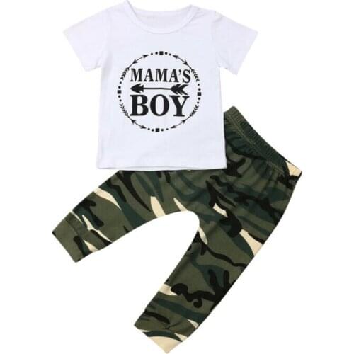 Toddler Boy Clothes 2019 Fashion Kids Baby Boys Summer Tops Letter T-shirt Camo Pants Outfits Clothes Tracksuit