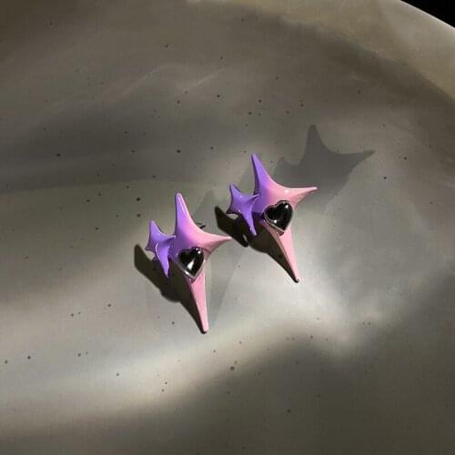 Origin Summer Fashion Pink Purple Star Love Heart Dangle Earings for Women Exquisite Gradient Color Earings Party Jewelry