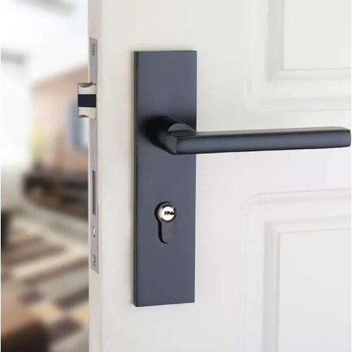 Simple household handle interior door black solid aluminum space door lock security door ZP7101506
