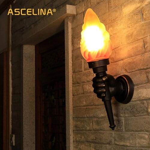 Torch Hand Wall Lamp Creative Fixtures Bedroom Wall Lamp LED Source Lighting Corridor Country Yard Garden Light Cafe Bar Outdoor
