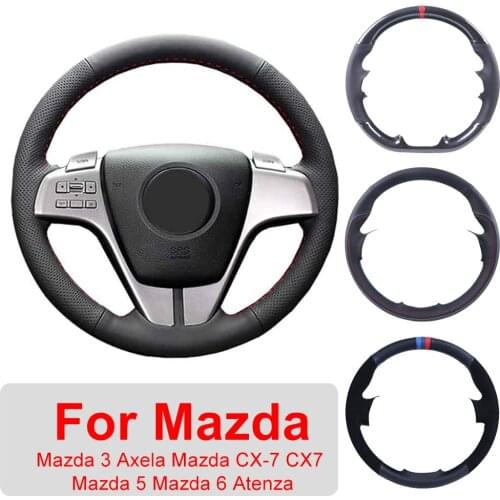 DIY Customized Car Steering Wheel Cover For Mazda 3 Axela 2008-2013 CX-7 CX7 2010-2016 Mazda 5 Mazda 6 Atenza 2009-2013 Leather