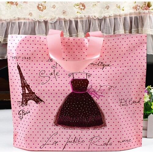 Shopping bags very thick 0.16mm Horizontal version prink dress design with handle plastic bags 50pcs/lot Fit clothes or gift