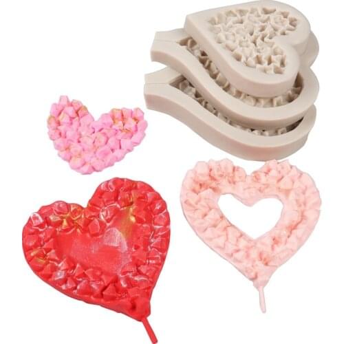 Wedding Decor Cake Mold Diamond Love Lollipop Silicone Mold Coral Sugar Love Mold Fondant Chocolate Mold for Valentines Day